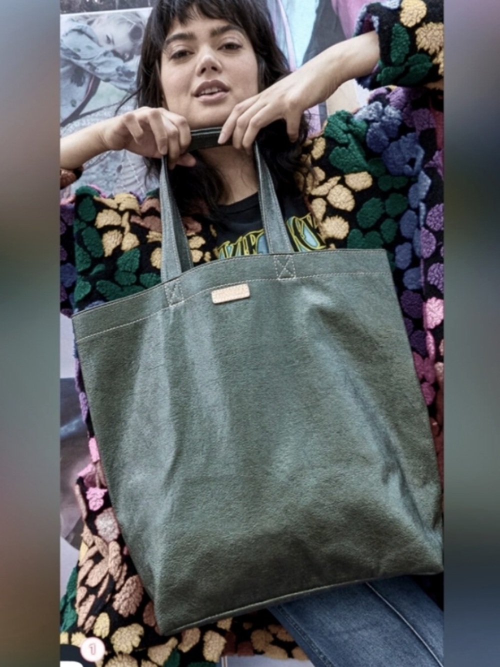 Consuela Zack Grab N Go Large Tote - Olive Green Metallic Canvas